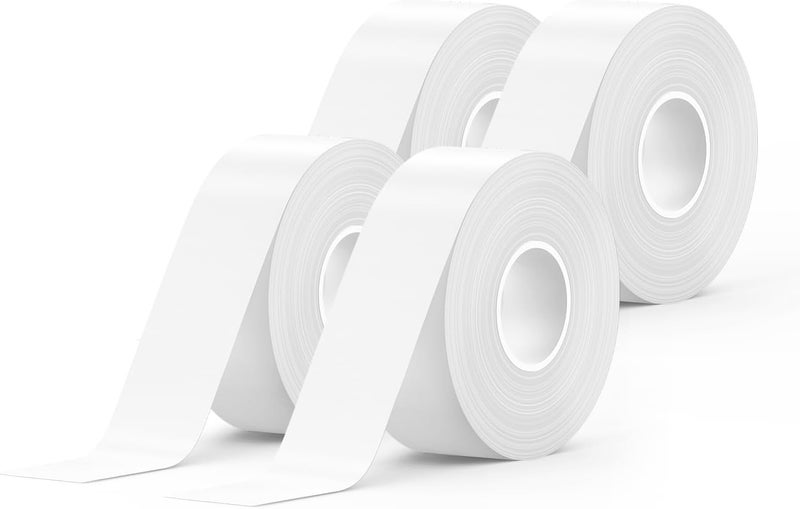 SUPVAN E10 & E11 Label Maker Tape, 4 Rolls 0.59in × 19.7ft (15mm × 6m) Genuine Continuous Laminated Thermal Label Tape Refill, Waterproof Oilproof Child-Safe Durable Auto Detect Labels, Black on White - Image 1